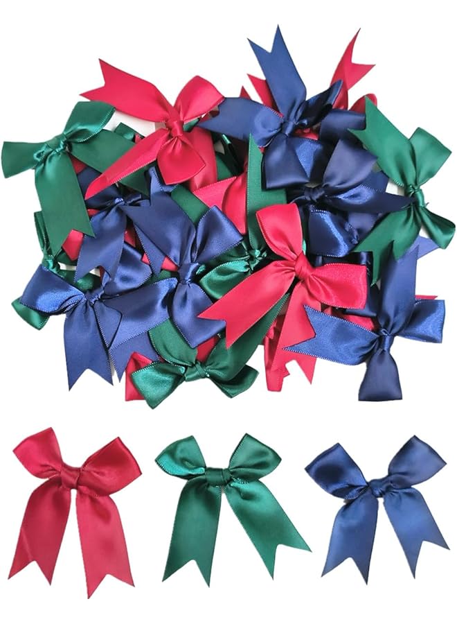 The Bros 30 Pcs Ribbon Bows for Crafts, 8CM Large Decorative Gift Bows Colored Satin Ribbon Bowknot for DIY Gift Wrapping Wedding Party Presents Cake Topper Bakery Candy Bags Hair Accessories (A) - Image 1