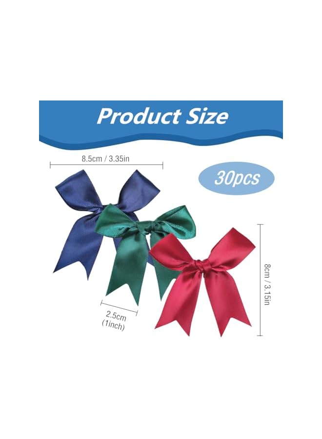 The Bros 30 Pcs Ribbon Bows for Crafts, 8CM Large Decorative Gift Bows Colored Satin Ribbon Bowknot for DIY Gift Wrapping Wedding Party Presents Cake Topper Bakery Candy Bags Hair Accessories (A) - Image 2