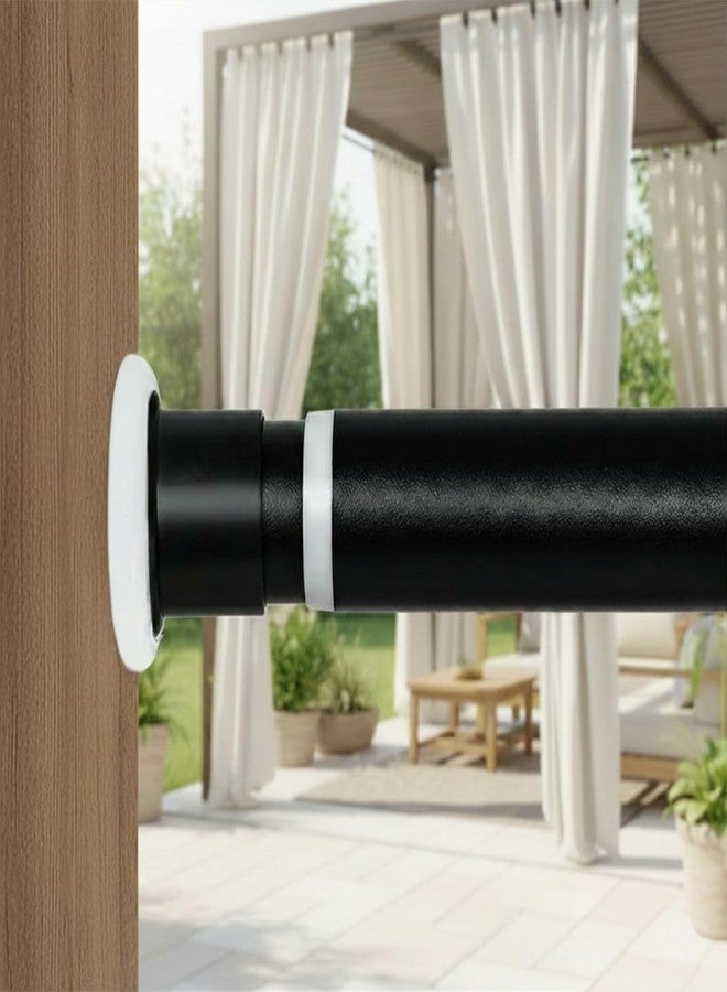 Ginbel Direct Tension Curtain Rod 43 to 162 Inches (3.6 to 13.5 ft), 1.26" Diameter Spring Adjustable Heavy Duty Long Large Curtains Pole for Windows Door Bathroom Patio Outdoor No Drilling, Black - Image 1