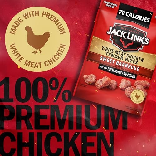 Jack Link's Sweet BBQ White Meat Chicken Tender Bites - Ready to Eat Real Meat Protein Snacks - 9g Protein per Serving - Made with 100% Real Chicken - (48 Pack) 1 oz Bags - Image 3
