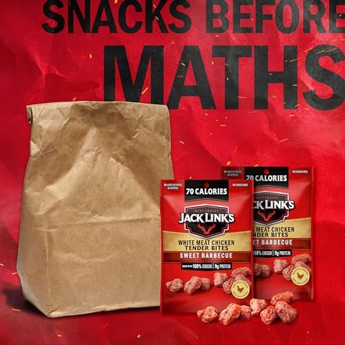 Jack Link's Sweet BBQ White Meat Chicken Tender Bites - Ready to Eat Real Meat Protein Snacks - 9g Protein per Serving - Made with 100% Real Chicken - (48 Pack) 1 oz Bags - Image 4