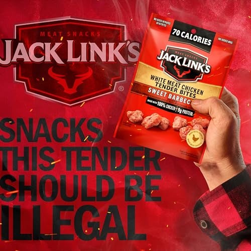Jack Link's Sweet BBQ White Meat Chicken Tender Bites - Ready to Eat Real Meat Protein Snacks - 9g Protein per Serving - Made with 100% Real Chicken - (48 Pack) 1 oz Bags - Image 5