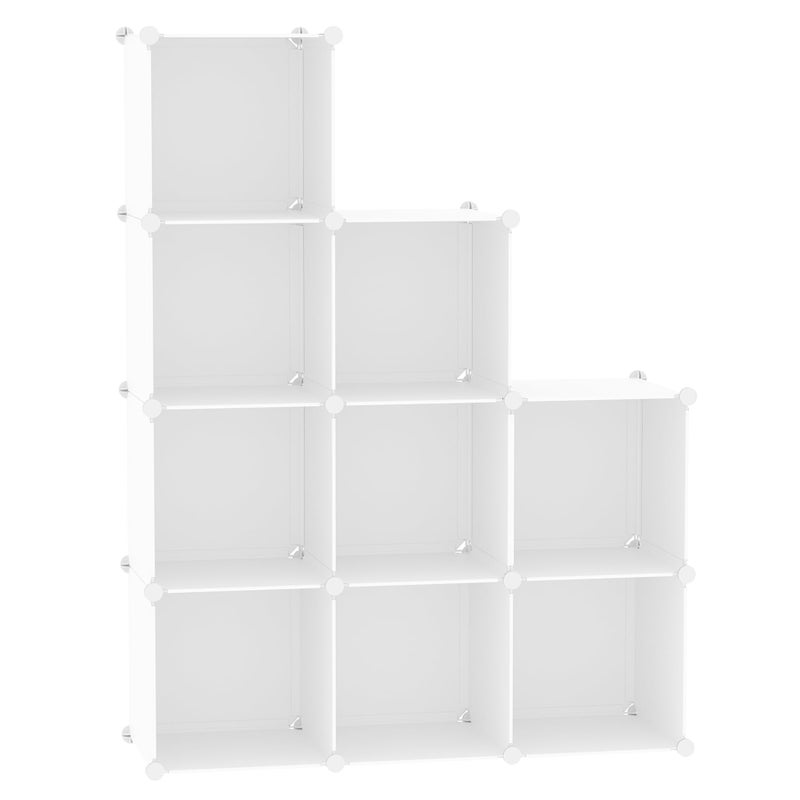 CAHOME Cube Storage 9Cube Bookshelf Plastic Closet Cabinet Organizer DIY Stackable Bookcase Modular Shelving Units Ideal for Home Office Kids Room 366 L x 124 W x 484 H Milky UPCS09M