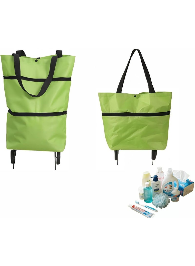 NANAO 2-in-1 Foldable Shopping Cart with Wheels,Waterproof & Sturdy Grocery Bag Hand Truck, Collapsible Portable Rolling Tote for Supermarket,Laundry,Travel,33 lbs Capacity,Waterproof Oxford Fabric - Image 1