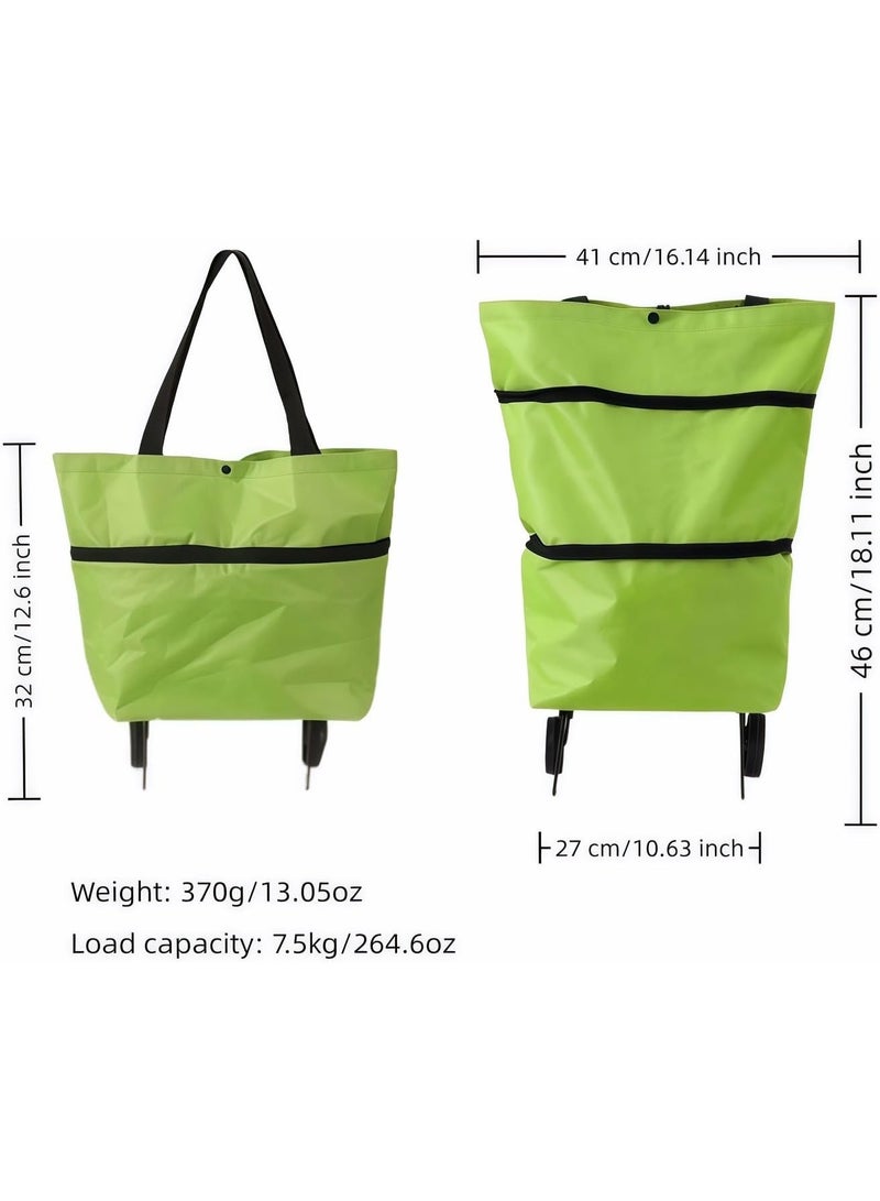 NANAO 2-in-1 Foldable Shopping Cart with Wheels,Waterproof & Sturdy Grocery Bag Hand Truck, Collapsible Portable Rolling Tote for Supermarket,Laundry,Travel,33 lbs Capacity,Waterproof Oxford Fabric - Image 4