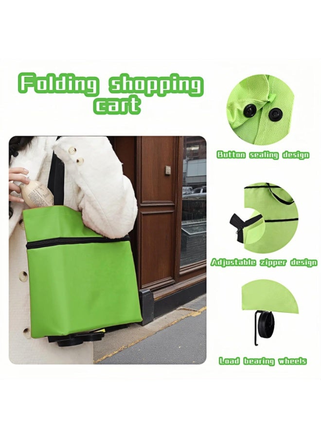 NANAO 2-in-1 Foldable Shopping Cart with Wheels,Waterproof & Sturdy Grocery Bag Hand Truck, Collapsible Portable Rolling Tote for Supermarket,Laundry,Travel,33 lbs Capacity,Waterproof Oxford Fabric - Image 3
