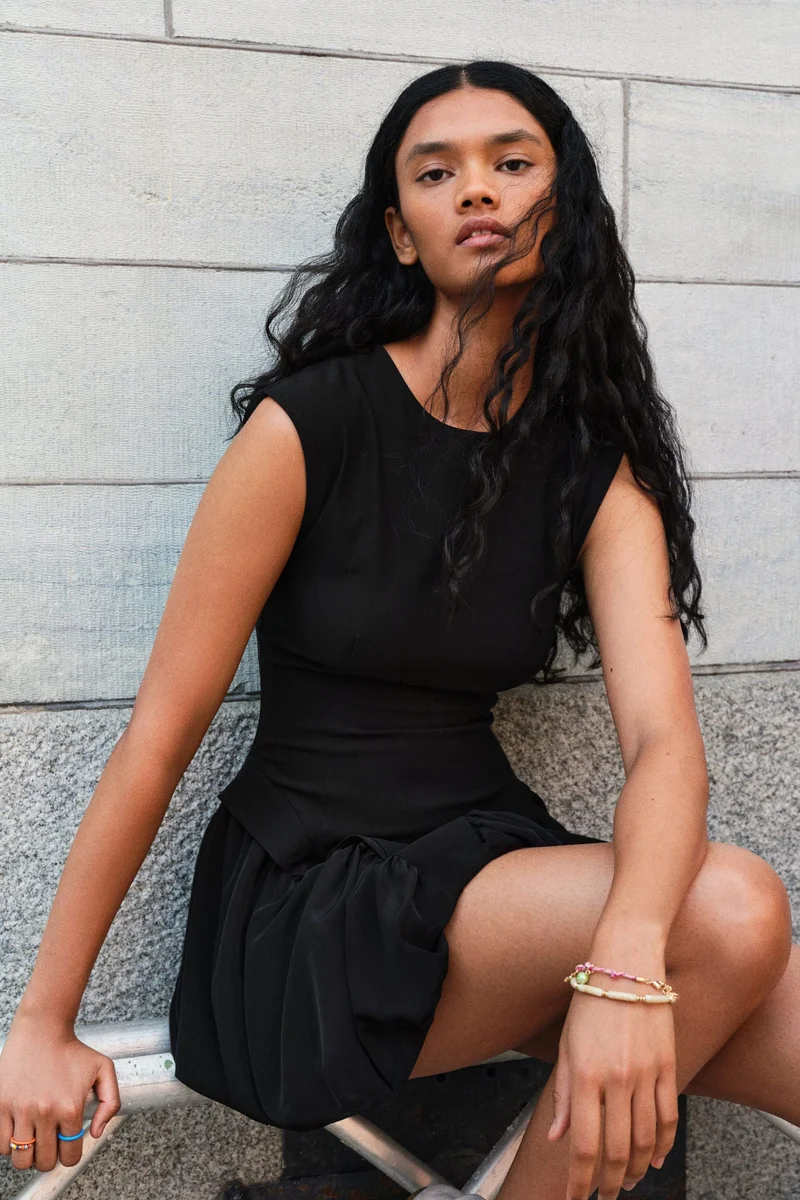 H&M  Bubble-hem twill dress for Women | Best Price UAE