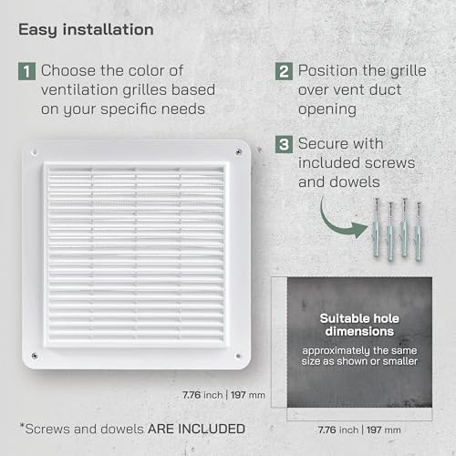 Vent Systems غطاء فتحة تهوية معدني أبيض 10" × 10" (بشكل عام) بوصة - شبكات جدران وسقوف متينة مع شبكة وفتحات مدمجة - تركيب سهل لنظام عودة الهواء وعادم HVAC - Image 4