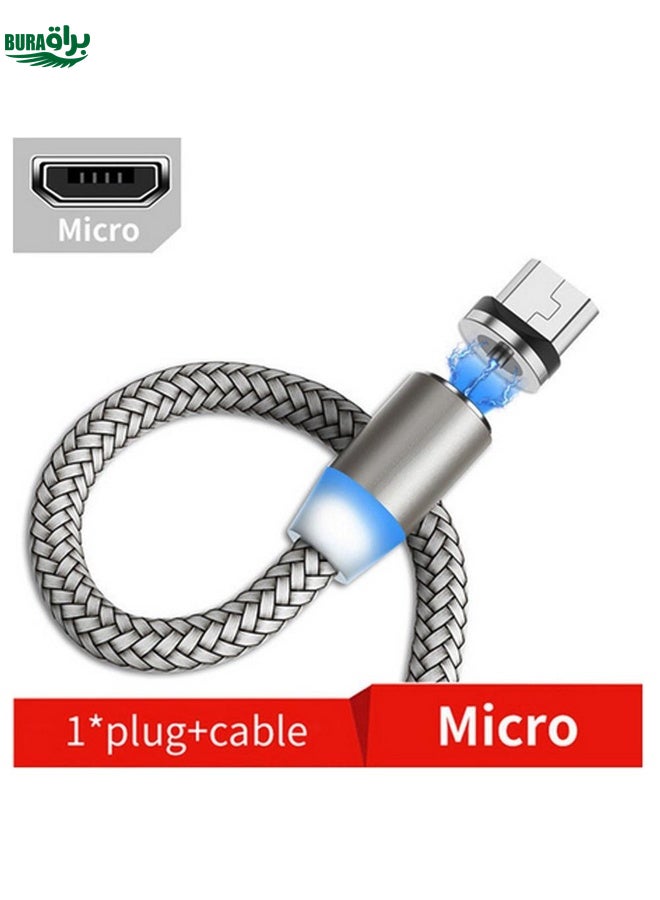 BURAQ USB to Micro USB Magnetic Metal Connector Nylon Two-color Braided Magnetic Data Cable, Cable Length: 1m(Gold) - Image 2