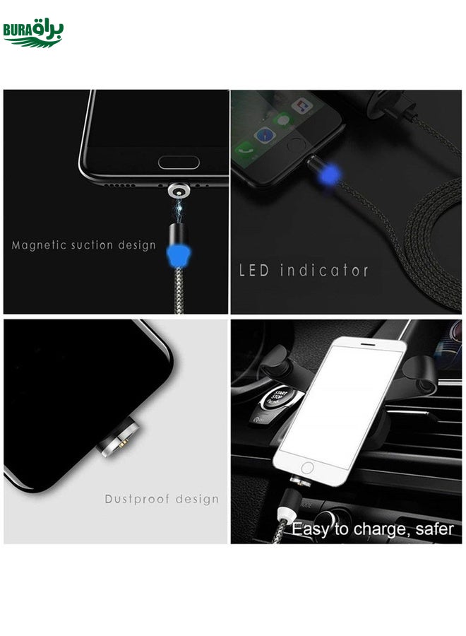 BURAQ USB to Micro USB Magnetic Metal Connector Nylon Two-color Braided Magnetic Data Cable, Cable Length: 1m(Gold) - Image 3