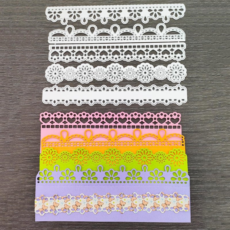 5 Types of Lace Metallic Die Cuts Holiday Celebration Greeting Card Die Cut Templates for DIY Scrapbooking Albums Decorative Embossing Paper Dies for Card Making Flower Lace B