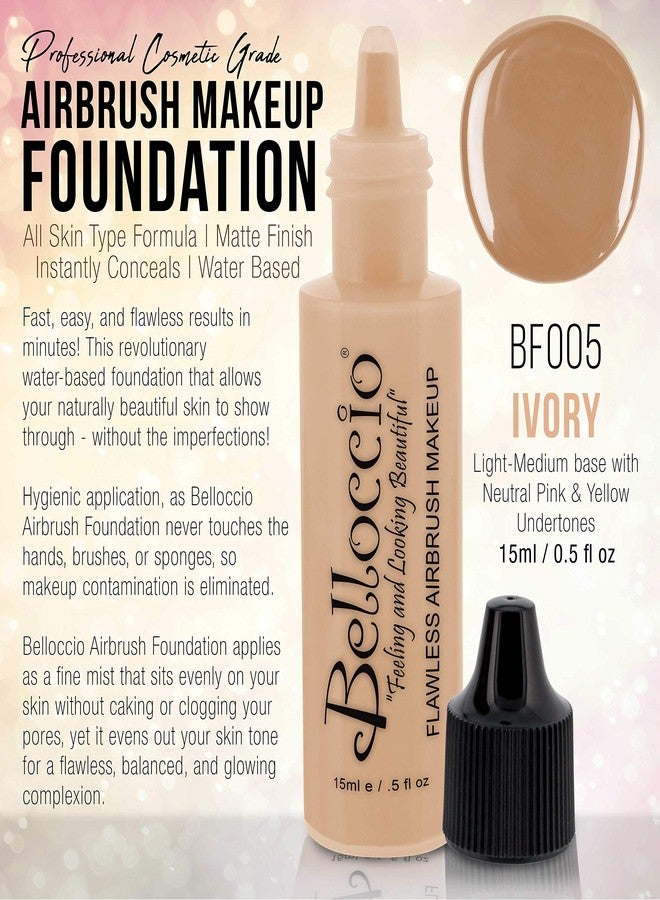 Belloccio's Professional Cosmetic Airbrush Makeup Foundation 1/2oz Bottle: Ivory- Light-medium Neutral Pink And Yellow Undertones - Image 2
