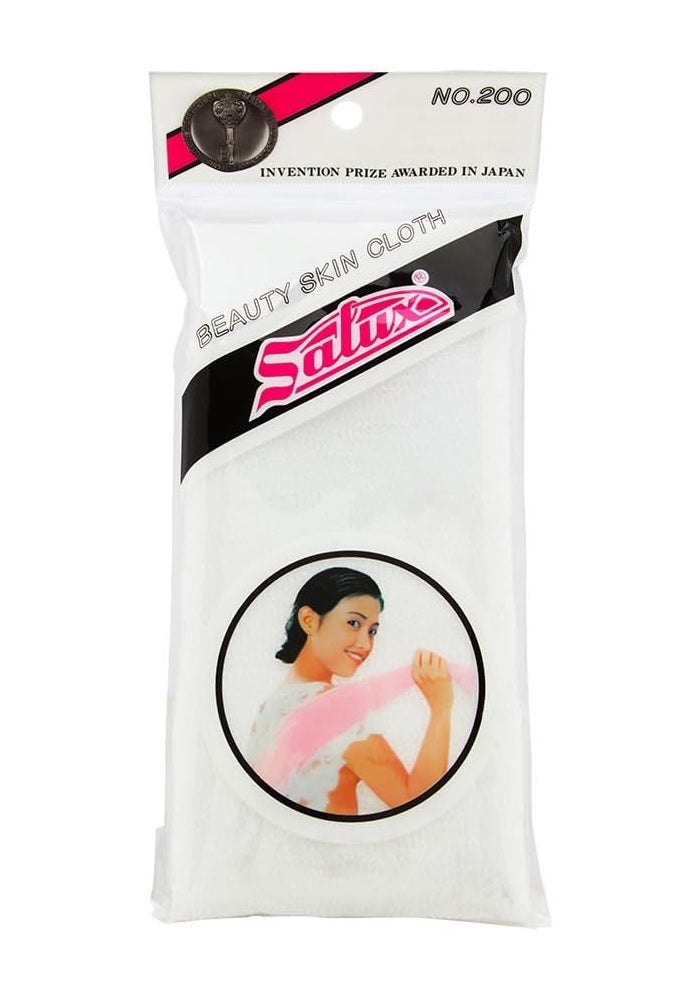 Salux Nylon Japanese Beauty Skin Bath Wash Cloth - White - Image 1