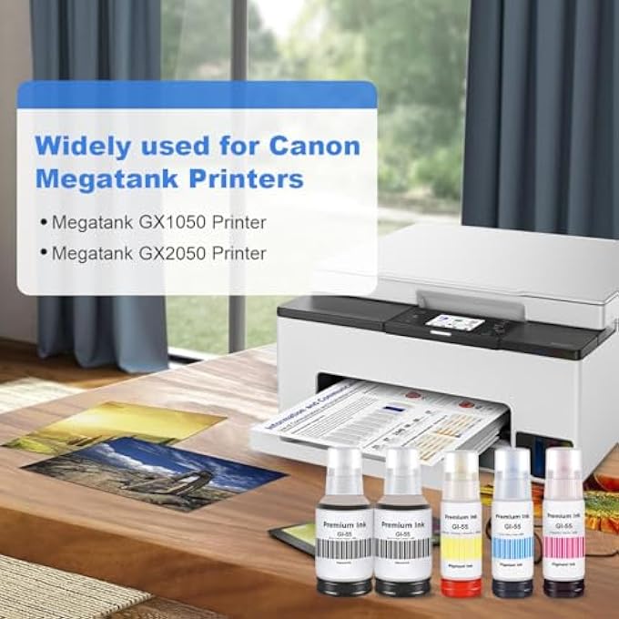 GI-55 GI55 INK COMPATIBLE WITH CANON GI55 GI-55 INK BOTTLE MULTIPACK FOR CANON MAXIFY GX1050 GX2050 PRINTER (5 PACK, 2BLACK, CYAN/MAGENTA/YELLOW) - Image 2