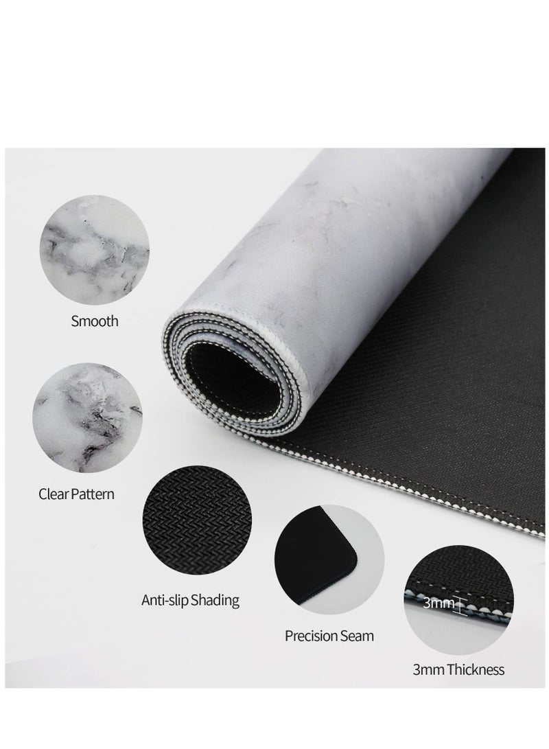 Arabest Large Mouse Pad Extended Gaming Mouse Pad Anti-slip Rubber Base Desk Pad Desktop Pad Smooth Fabric Keyboard Mouse Pad 800 * 300 * 3mm Marble - Image 3