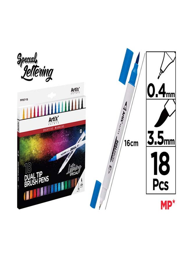 Artix Special Lettering Brush Pens - 18 Dual Tips 
