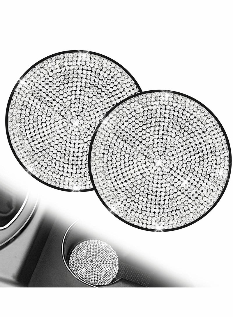 KASTWAVE Car Cup Coaster, 2 Pcs Bling Rhinestone Car Cup Holder Coasters 4, 2.75 inch Anti-Slip Shockproof Universal Fashion Vehicle Car Coasters Insert Crystal Automotive Interior Accessories for Wome - Image 1