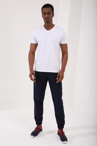 Tommy Life White Men's Basic Short Sleeve Standard Mold V-Neck T-Shirt - 87912