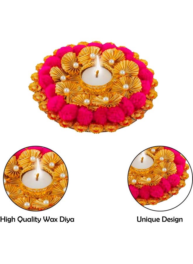 Party Propz Party Propz Round Flower Rangoli Diya - Set of 7Pcs Wax Diya for Diwali Decoration, Diwali Decoration Items for Home Decor, Diya for Puja, Diwali Diyas for Decoration, Diwali Diyas for Decoration - Image 3