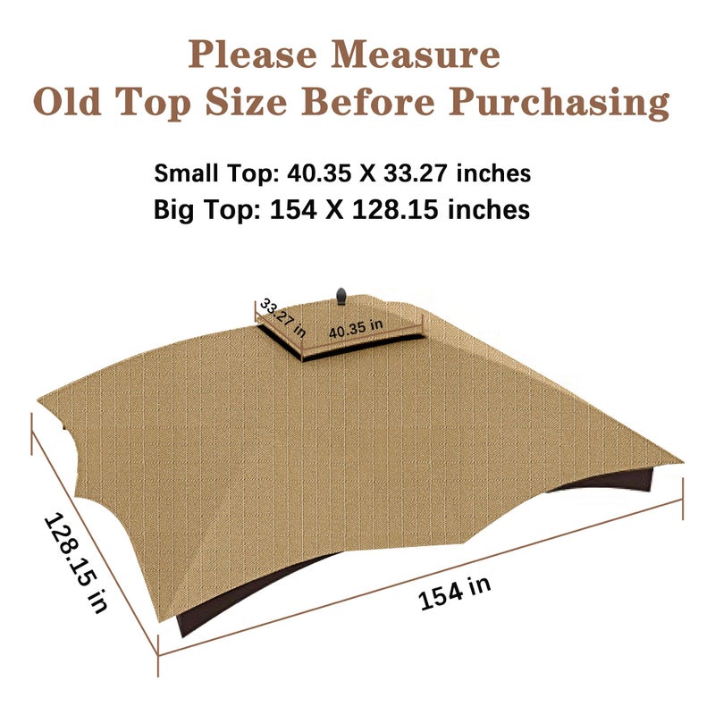 SCOCANOPY Beige Ripstop Replacement Top for Lowe's Allen Roth 10X12 Gazebo Model #GF-12S004B-1/ GF-12S004BTO - Image 4
