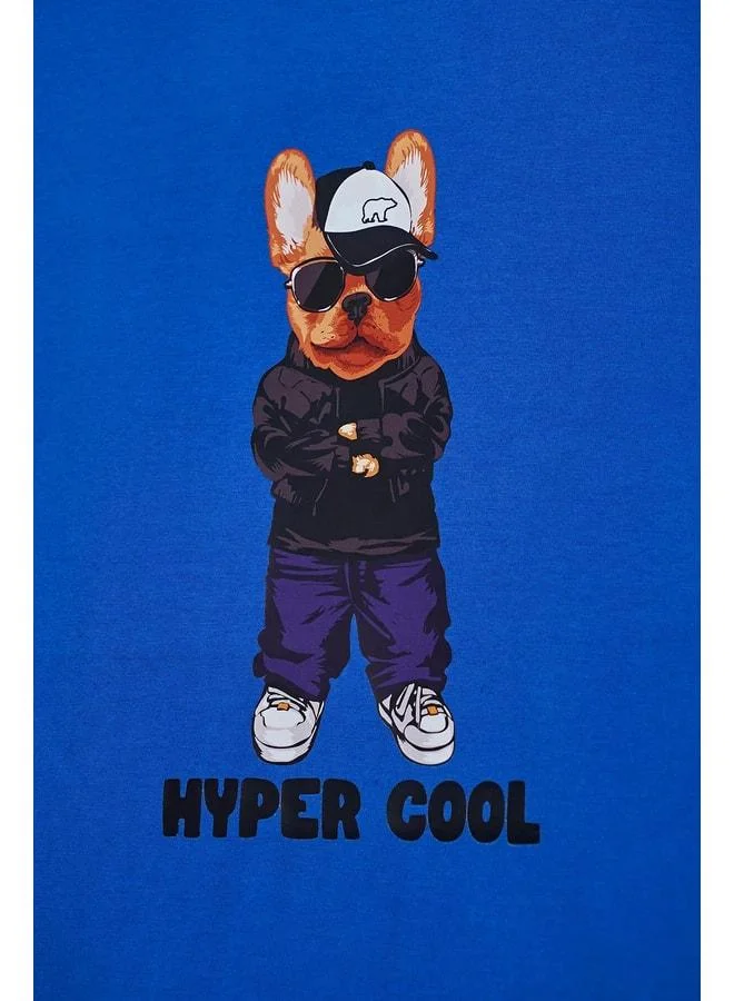 Bad Bear Hyper Bear Saks Blue Printed Kids T-Shirt.