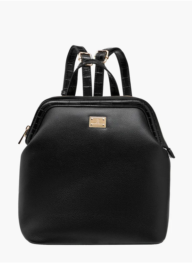 Flora Bella By Shoexpress Women Solid Backpack with Adjustable Straps and Zip Closure - 11x26x28 cm