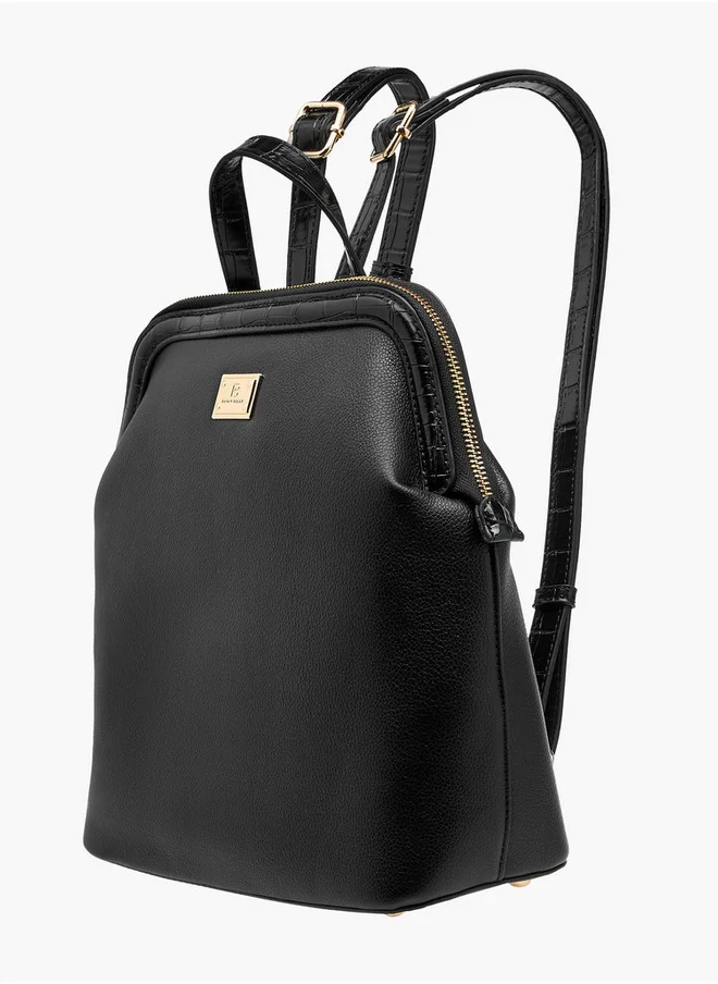 Flora Bella By Shoexpress Women Solid Backpack with Adjustable Straps and Zip Closure - 11x26x28 cm