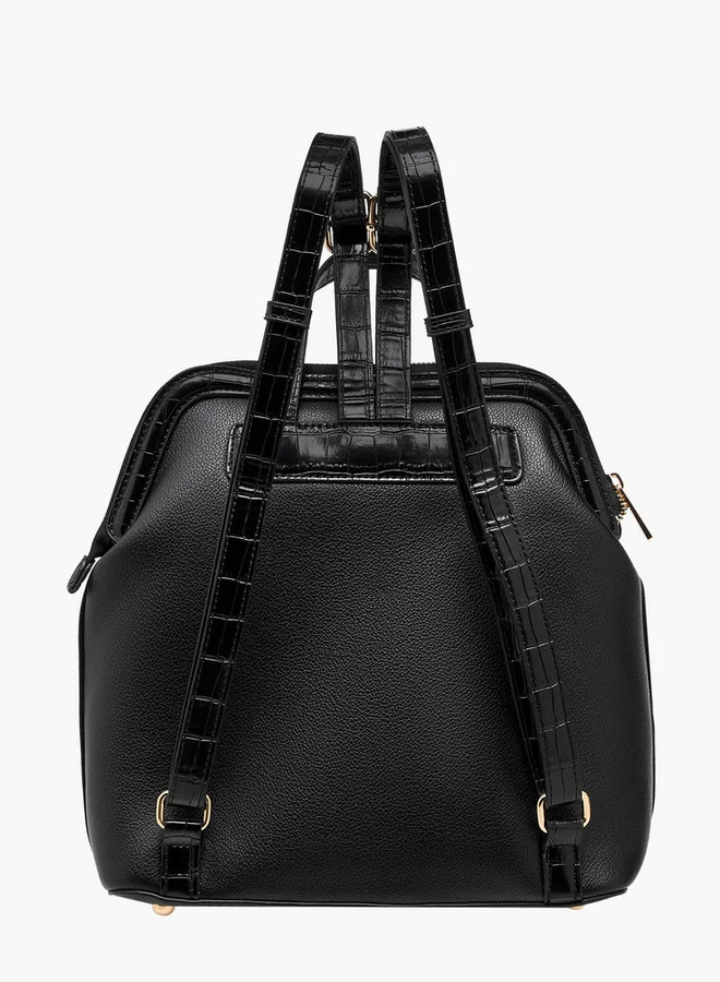 Flora Bella By Shoexpress Women Solid Backpack with Adjustable Straps and Zip Closure - 11x26x28 cm
