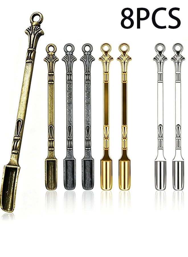 Happy D 8-piece set of mini spoons, colorful small metal spatula-shaped spoons, mini pendant spoons, can be used for necklaces, keychains, and decorative accessories - Image 1