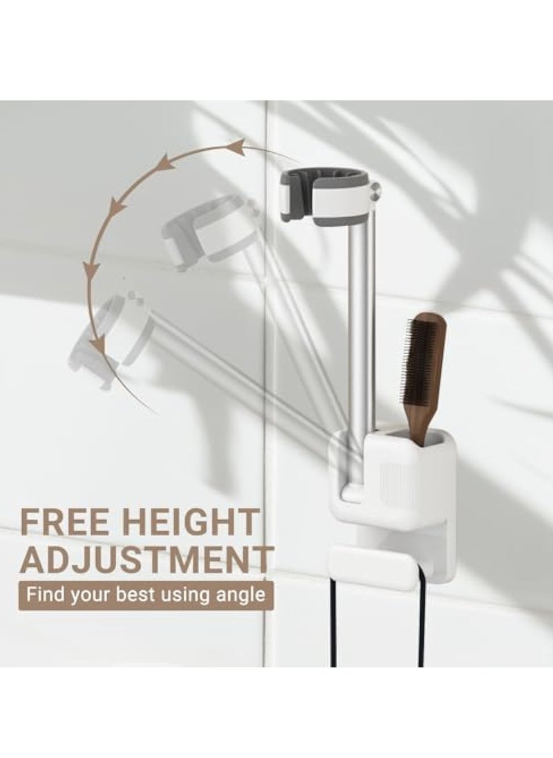 KASTWAVE Adjustable Hair Dryer Holder Stand, Hands Free Hair Dryer Stand, with Fully Positionable Arm, Bathroom Wall Mounted holder with no-drill design for secure mounting on wall or mirror  - Image 2
