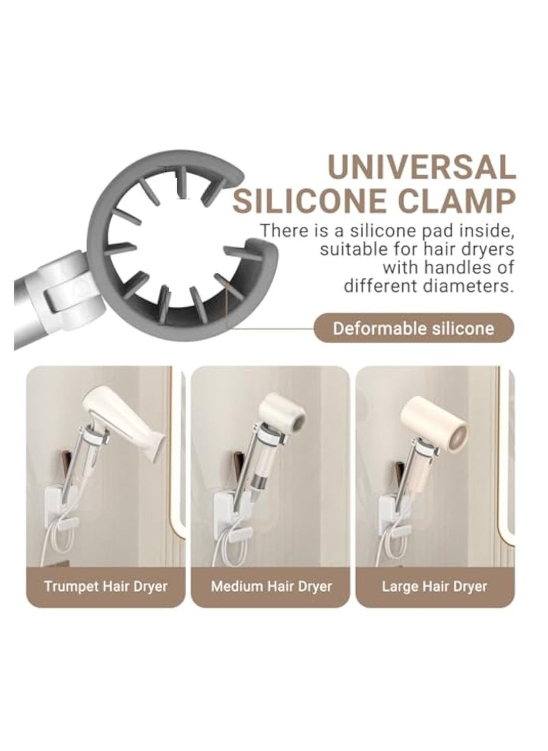 KASTWAVE Adjustable Hair Dryer Holder Stand, Hands Free Hair Dryer Stand, with Fully Positionable Arm, Bathroom Wall Mounted holder with no-drill design for secure mounting on wall or mirror  - Image 5