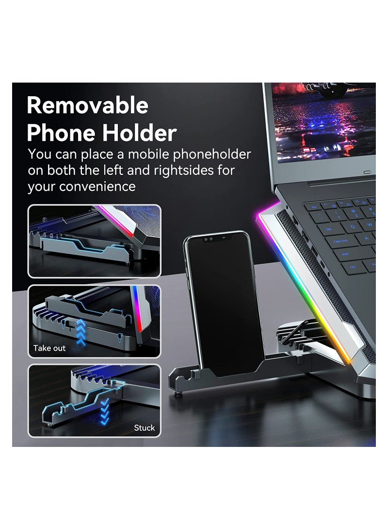 Gaming Laptop Cooling Pad, with 8 Fans, RGB Fan Pad 15-17.3 Inch, Cooler Stand 6 Height Adjustable - Image 5