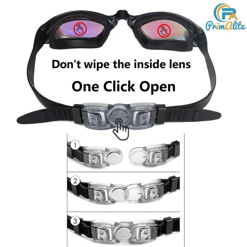Primalite Swimming Goggles Silicone Anti-Fog, UV Protection for Adults Men Women Kids with Protection Case Kit- No Leaking Swim Glasses Professional Adjustable Strap Comfort fit- Aqua Black - Image 5
