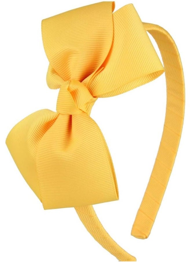 7Rainbows Cute Yellow Gold Bow Headband for Girls Toddlers  - Image 1