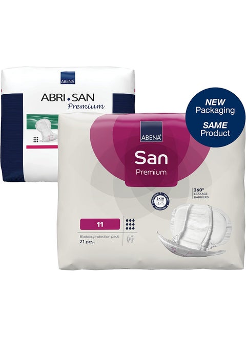 Abena San Premium Incontinence Pads, Heavy Absorbency, (Sizes 8 to 11), Size 11, 21 Count