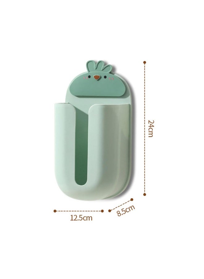 JZS Wall Mounted Tissue Box Holder,Cartoon Magnetic Tissue Box Holds Boxes of Gloves Towels Wipes Tissues Mount onto Bedroom Dresser Countertop Desk(Green) - Image 2