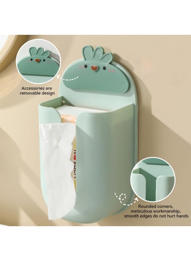 JZS Wall Mounted Tissue Box Holder,Cartoon Magnetic Tissue Box Holds Boxes of Gloves Towels Wipes Tissues Mount onto Bedroom Dresser Countertop Desk(Green) - Image 3