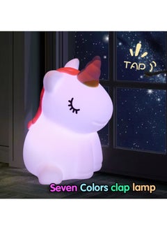 Unicorn Silicone Pat Light Night Light Pony Silicone Light USB Charging Bedroom Ornaments Sleeping Light-Light Color:Unicorn English Packaging