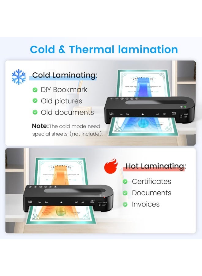 Y&D Laminator Machine, A4 Laminators Hot & Cold with 20 Laminating Sheets and Trimmer, 9 Inch Laminating Machine for Office, School, Business and Home - Image 4