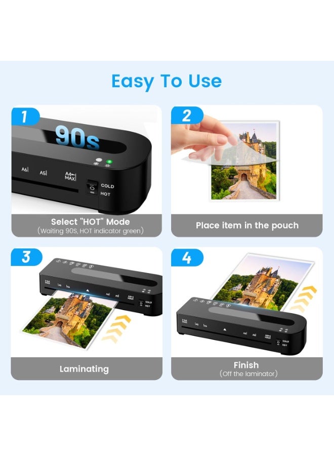 Y&D Laminator Machine, A4 Laminators Hot & Cold with 20 Laminating Sheets and Trimmer, 9 Inch Laminating Machine for Office, School, Business and Home - Image 5