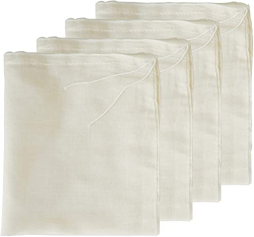 AUXIN Cheesecloth Bags for Straining,Reusable Cold Brew Coffee Cheese Cloths Strainer,Large Nut Milk Tea Juice Bag,100% Natural Cotton Fine Mesh Filter Bags(Small,4 Pack) - Image 1