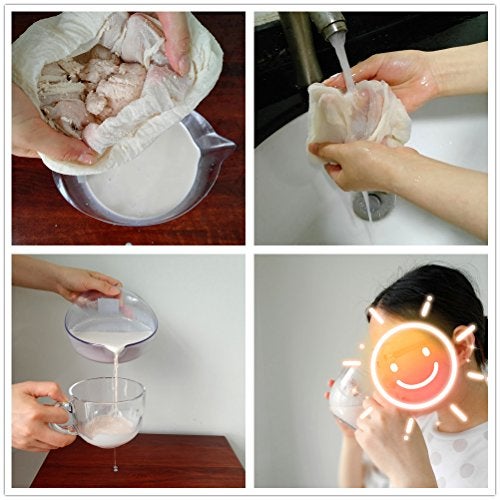 AUXIN Cheesecloth Bags for Straining,Reusable Cold Brew Coffee Cheese Cloths Strainer,Large Nut Milk Tea Juice Bag,100% Natural Cotton Fine Mesh Filter Bags(Small,4 Pack) - Image 5
