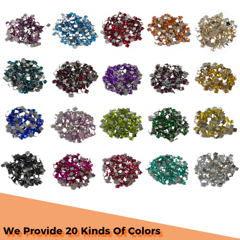 Forever young Rhinestones Diamond Painting Beads, Diamond Bead Art Diamond Painting Drills, Diamond Painting Accessories, Diamond Art Accessories and Tools, Rhinestones for Makeup, 20 Colors Square Bead, 4000PCS - Image 2