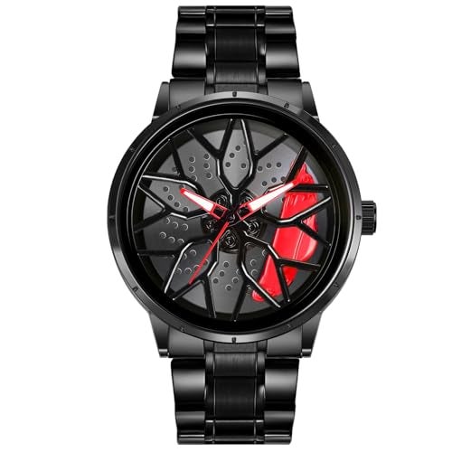 IIK COLLECTION Men's Car Wheel Watch with Spinning Car Rim Hub Design|| Analog Stainless Steel || Quartz Movement|| Water Resistant, Scratch Resistant - Image 1