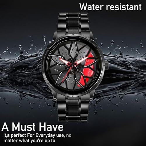 IIK COLLECTION Men's Car Wheel Watch with Spinning Car Rim Hub Design|| Analog Stainless Steel || Quartz Movement|| Water Resistant, Scratch Resistant - Image 5