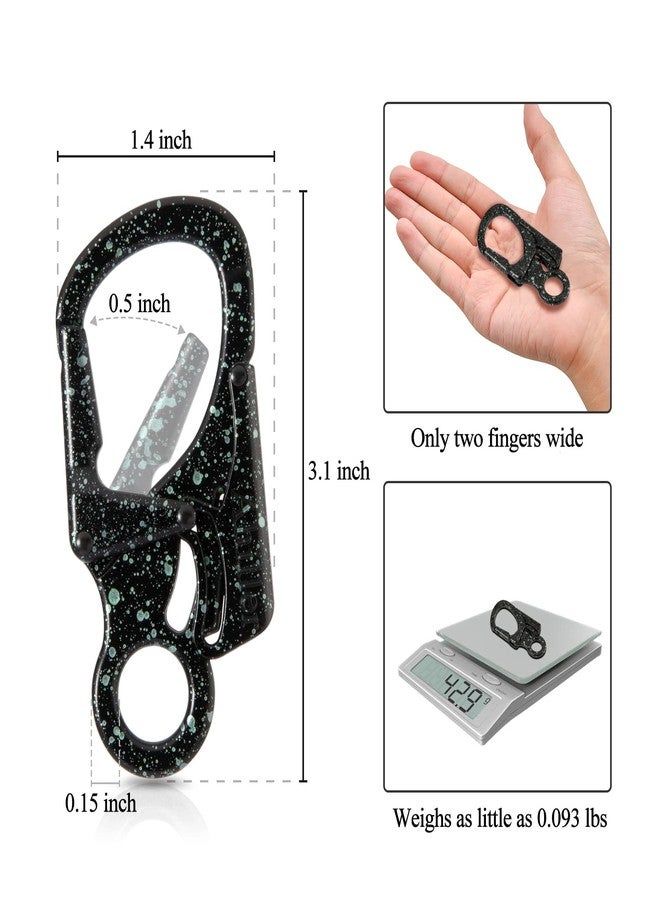 Ahiller Carabiner Clip, Double Anti-Misopening Locking Design, 2.95'' in Alloy Carabiner Keychain for Outdoor Camping, Key Ring Clip (Black Green-2P) - Image 2