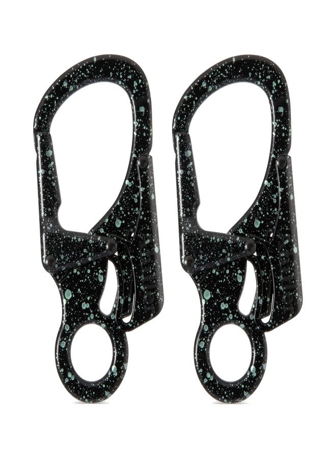 Ahiller Carabiner Clip, Double Anti-Misopening Locking Design, 2.95'' in Alloy Carabiner Keychain for Outdoor Camping, Key Ring Clip (Black Green-2P) - Image 1