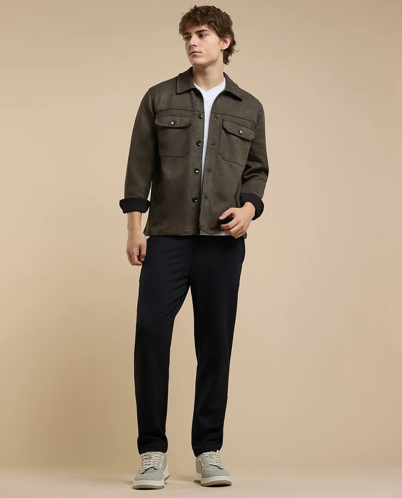 R&b Solid Jacket with Button Closure