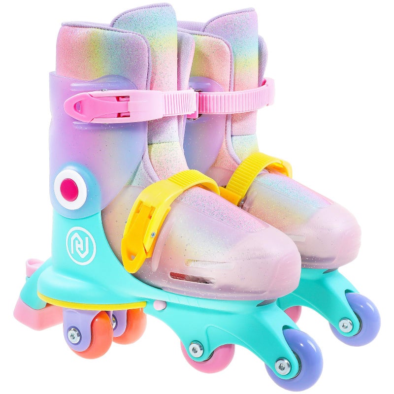 JajaHoho Roller Skates for Kids Adjustable Convertible 2in1 Skates Age 37Junior Size 712 TriWheels to Inline Skates 4 Wheels Inlineskates for Boys Girls Toddler Macaron S US 12J3