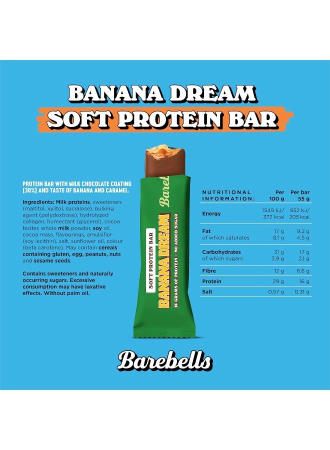 Barebells Protein Bars | 16g protein low carb chocolate bars | after workout low calorie snacks 12 x 55g (Soft Bars Banana Dream) - Image 5
